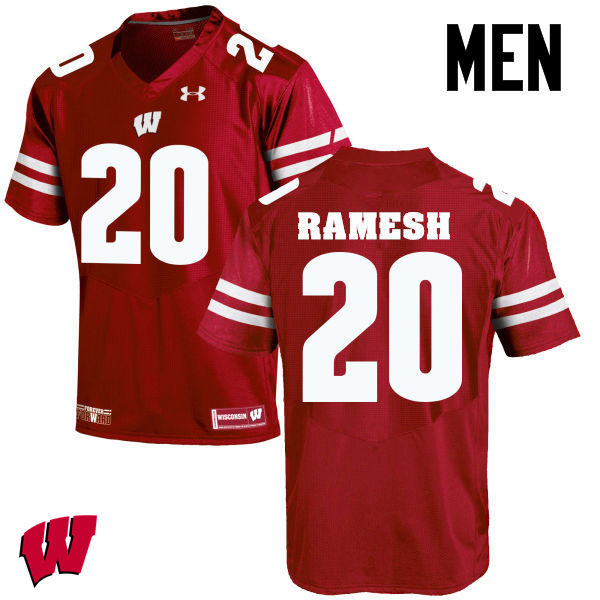 Wisconsin Badgers Men's #20 Austin Ramesh NCAA Under Armour Authentic Red College Stitched Football Jersey OI40E05NC